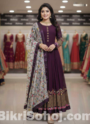 সেমী স্টিচড জর্জেট এমব্রয়ডারি পার্টি ড্রেস